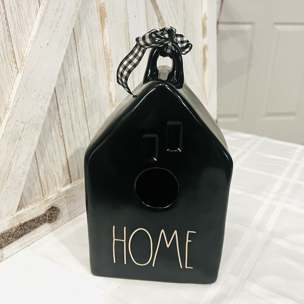 Rae Dunn Artisan Collection Magenta Black Ceramic HOME Birdhouse Farmhouse Decor